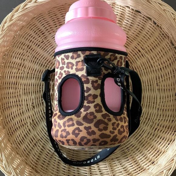 HYDROJUG Pink Half Gallon 73oz Water Bottle With Animal Print Sleeve And Strap - Picture 3 of 10